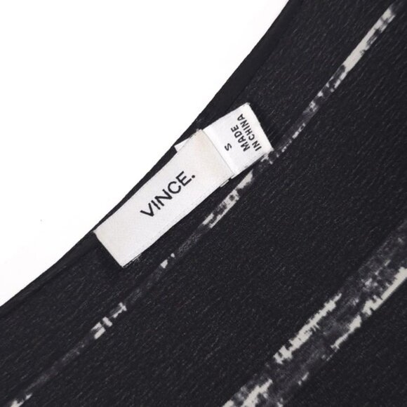 VINCE. Women's Shadow Stripe Shift 100% SILK Mini Dress SMALL/P Black White - Picture 6 of 11